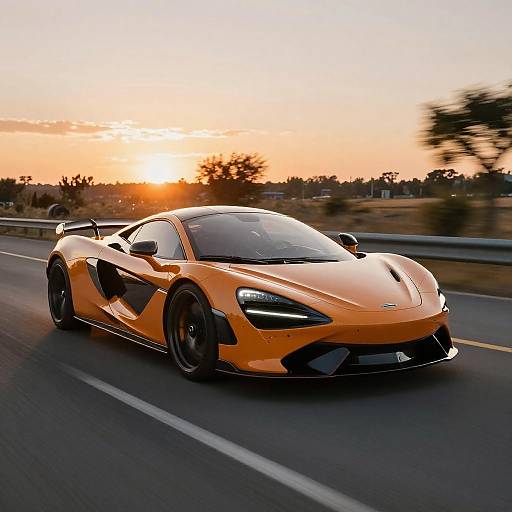 Cinematic Supercar at Sunset in Motion