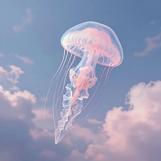 Celestial Jellyfish Among Pastel Clouds