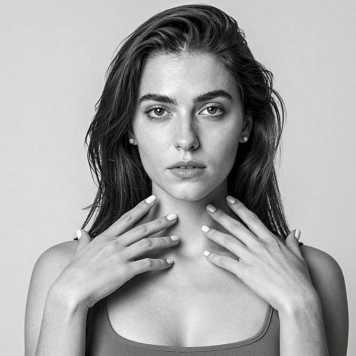 Black and White Portrait of Woman with Pearl Earrings