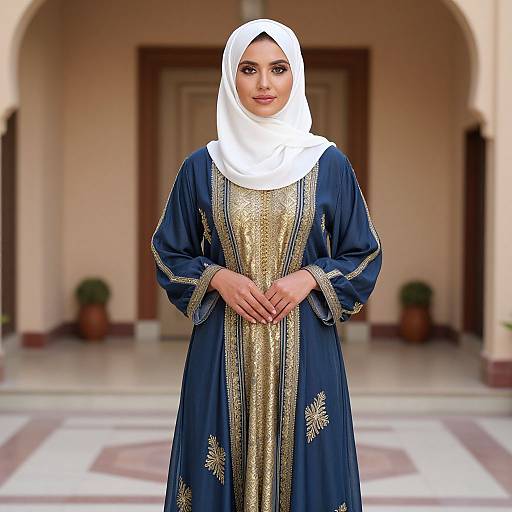 Elegant Woman in Turban and Dress