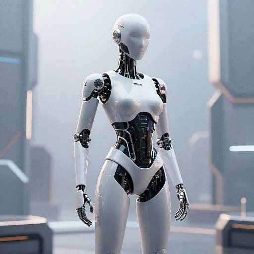 Sleek Futuristic Android in Dreamscape