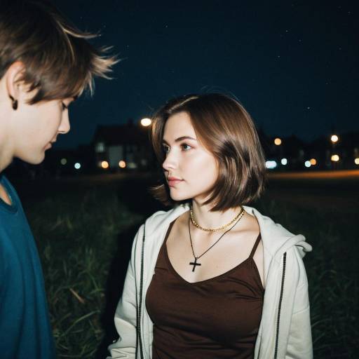 Young Woman in Casual Clothing at Night