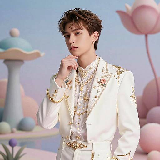 Contemplative Young Hero in Persona Style