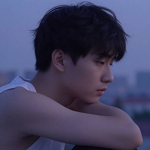 Pensive Young Adult in Cool Tones