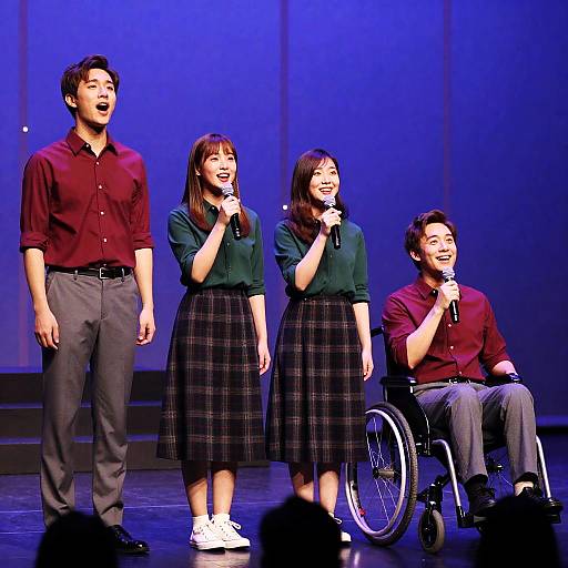 Group of Four Singing on Stage