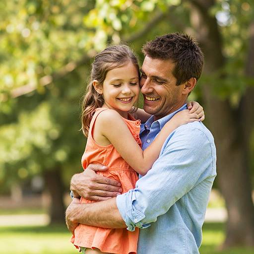 Father and Daughter Sunlit Embrace
