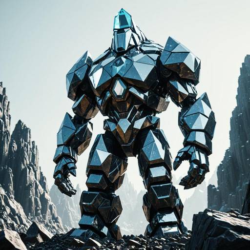 Towering Crystal Golem in Rocky Landscape