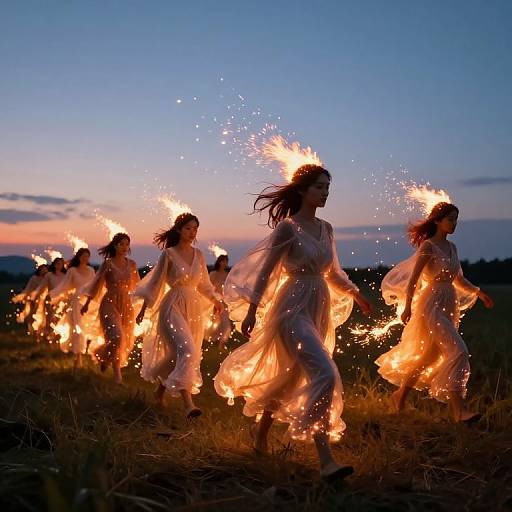 Ethereal Figures with Fiery Garments