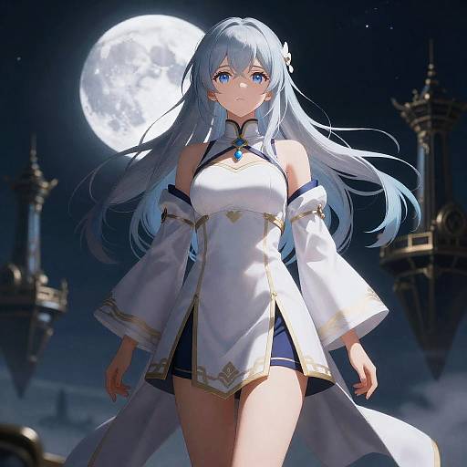 Moonlit Celestial Priestess Ecchi Anime Portrait