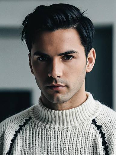Realistic Man in White Sweater