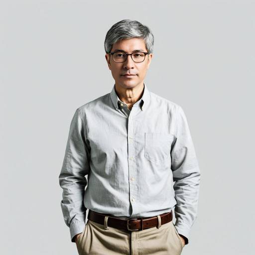 Middle-aged Asian Man in Casual Attire