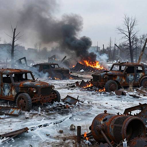 Apocalyptic Frozen Battlefield Ruins