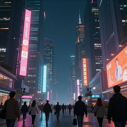 Futuristic Cyberpunk City Street at Night