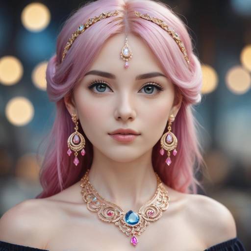 Realistic Portrait of a Girl with Jewelry