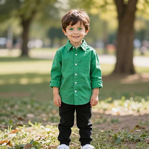 Cheerful Boy in Sunny Park