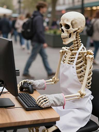 Urban Skeleton Gamer in Candid Shot