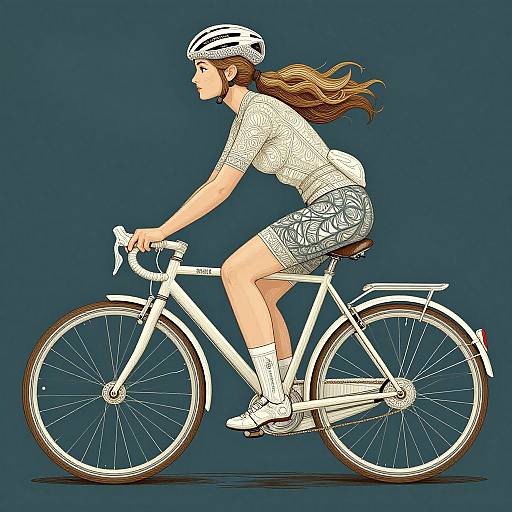 Elegant Female Biker Vector Art