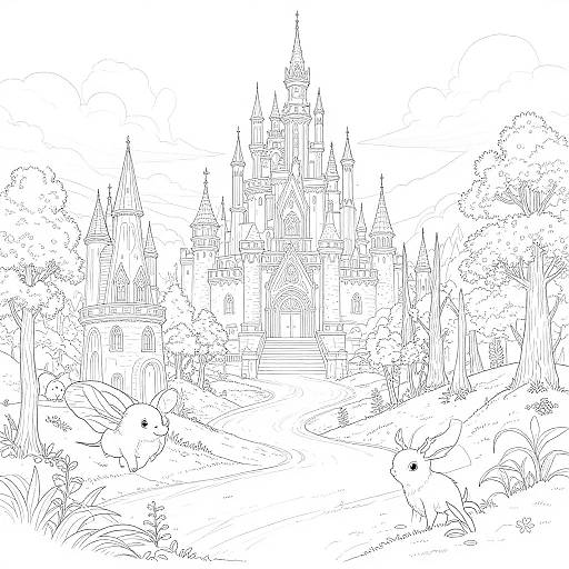 Hand-Drawn Fantasy Landscape Coloring Pages