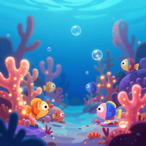 Cartoon Coral Fantasy Underwater Scene