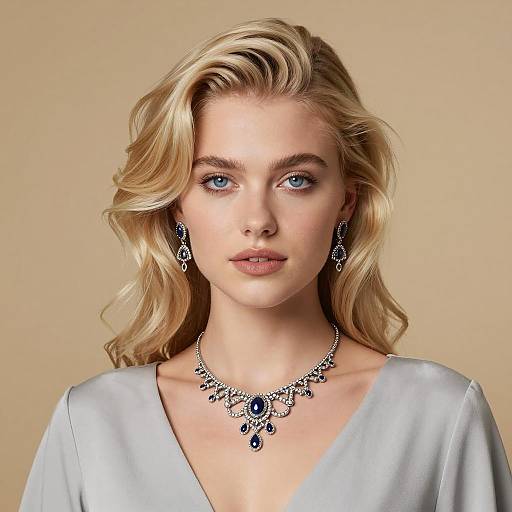 Elegant Blonde Woman with Silver Jewelry