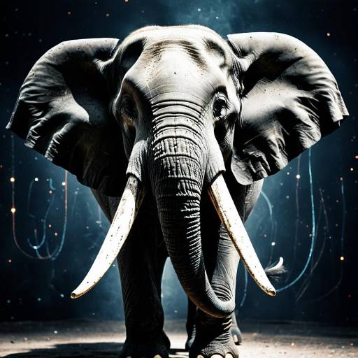 Front View of Majestic Elephant with Long Tusks Front View of Majestic Elephant with Long Tusks