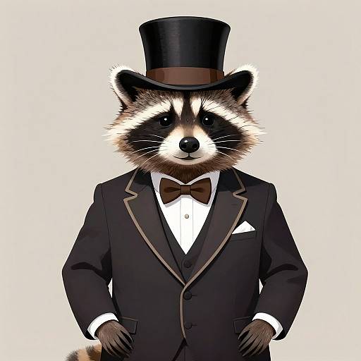 Dapper Anthropomorphic Raccoon Illustration