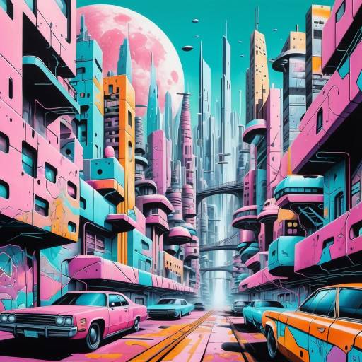Surreal Futuristic Cityscape Graffiti Art Surreal Futuristic Cityscape Graffiti Art