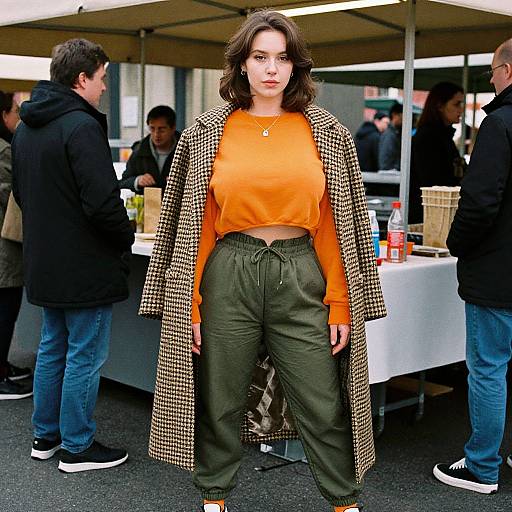 Stylish Woman at Street Food Market