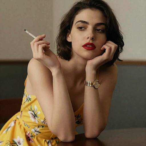 Elegant Portrait of a Woman in Floral Dress