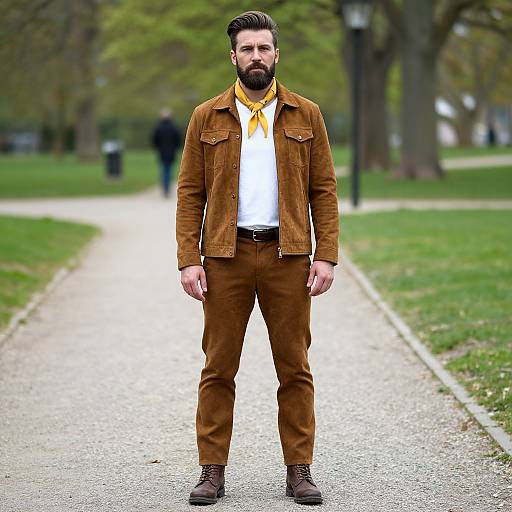 Stylish Bearded Man in Park