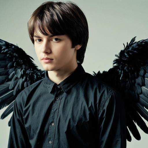 Young Man with Black Angel Wings