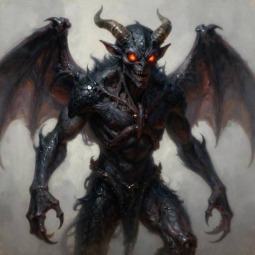 Obsidian Abyssal Troll with Iridescent Veins