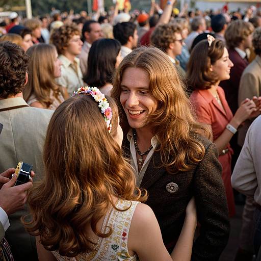Joyful 1960s Gathering Scene