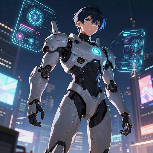 Futuristic Mech Pilot Anime Scene