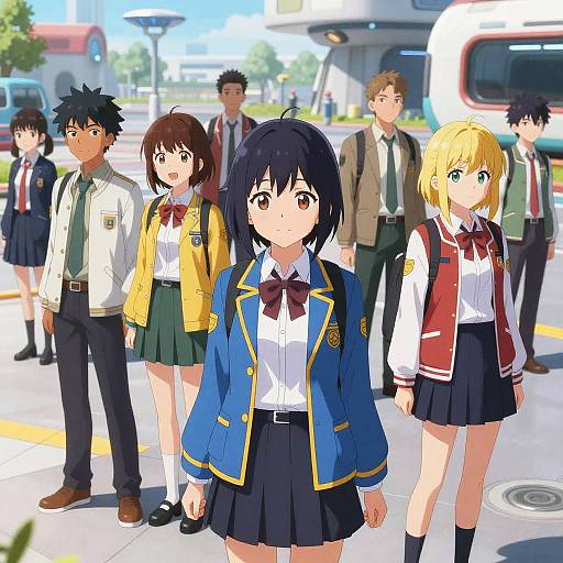 Futuristic Anime School Scene