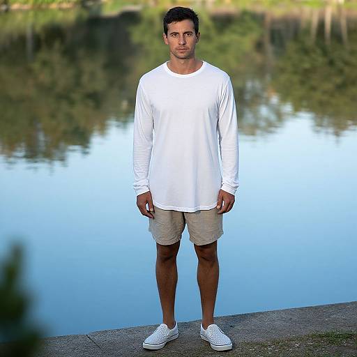 Contemplative Man in Relaxed Summer Wear
