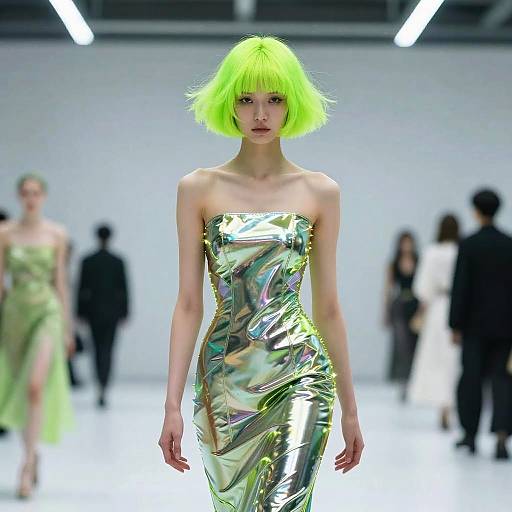Neon Green Hair Futuristic Fashion