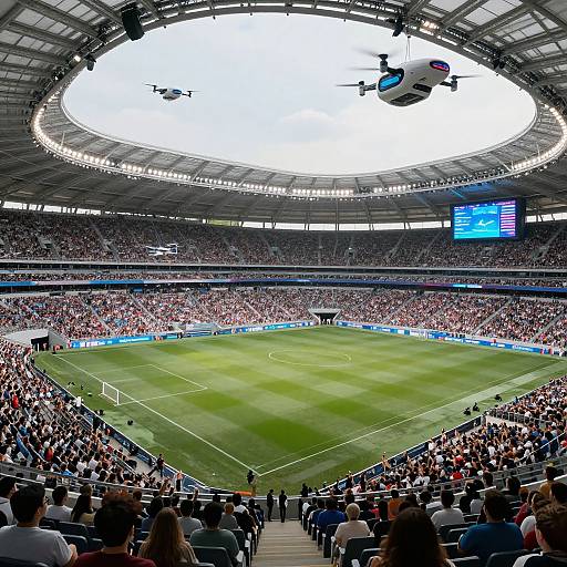 Futuristic AI-Controlled Stadium Scene