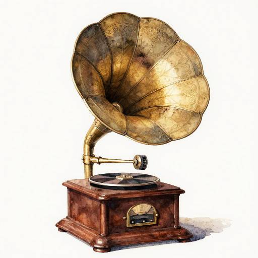 Victorian Vintage Gramophone Watercolor