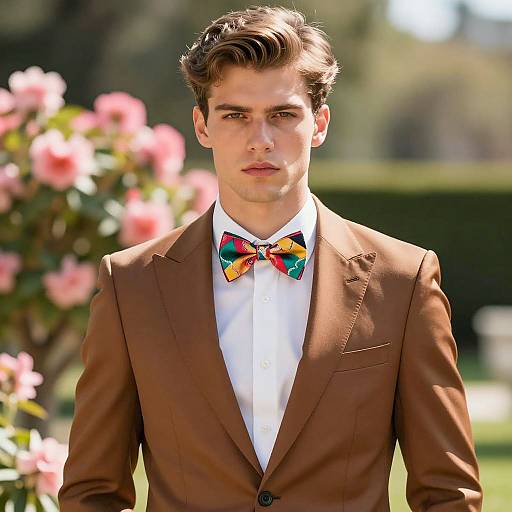 Stylish Male Portrait in Blooming Garden