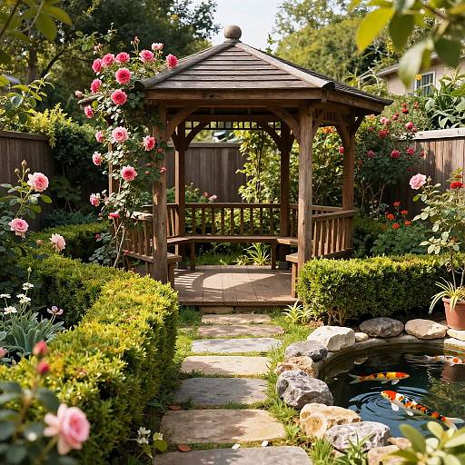 Cozy Rustic Garden with Gazebo