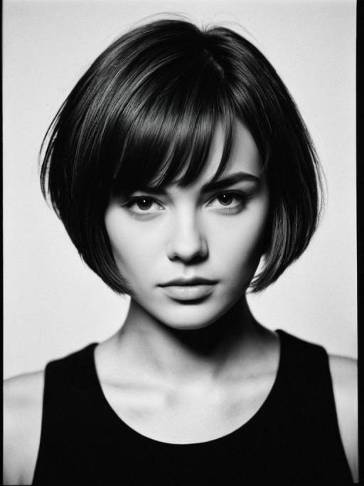 Portrait of Woman with Short Bob Haircut