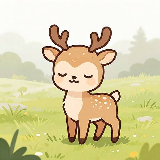 Whimsical Charcoal Fawn Illustration