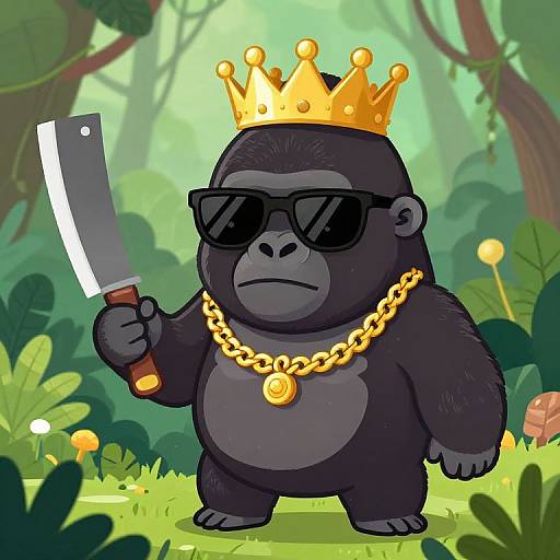 Kawaii Gorilla King in Jungle