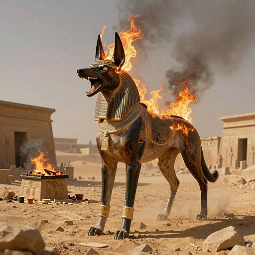 Fierce Anubis Avatar in Flames