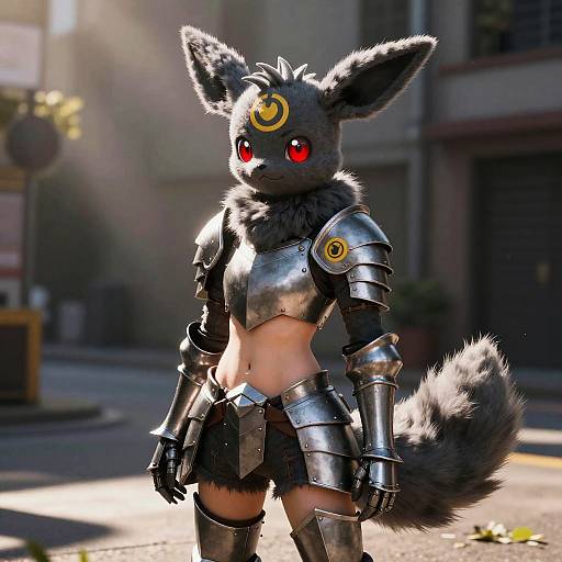 Dark Grey Umbreon Anthro Portrait