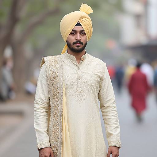 Man in Traditional Lehenga and Turban