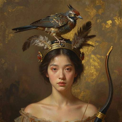 Serene Woman with Bird Headdress
