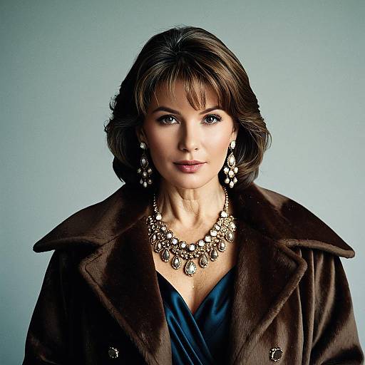 Elegant Mature Woman with Jewelry and Coat