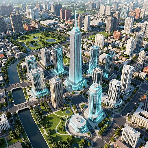 Neon Sci-Fi Modern City Map